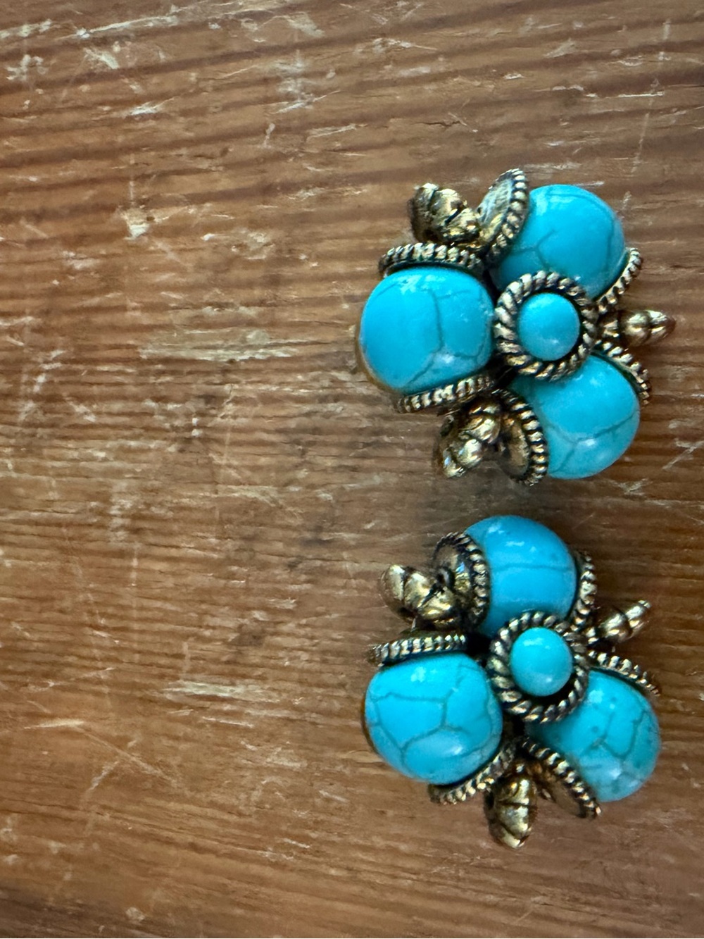 Vintage-Style Turquoise Floral piercedEarrings - Turquoise